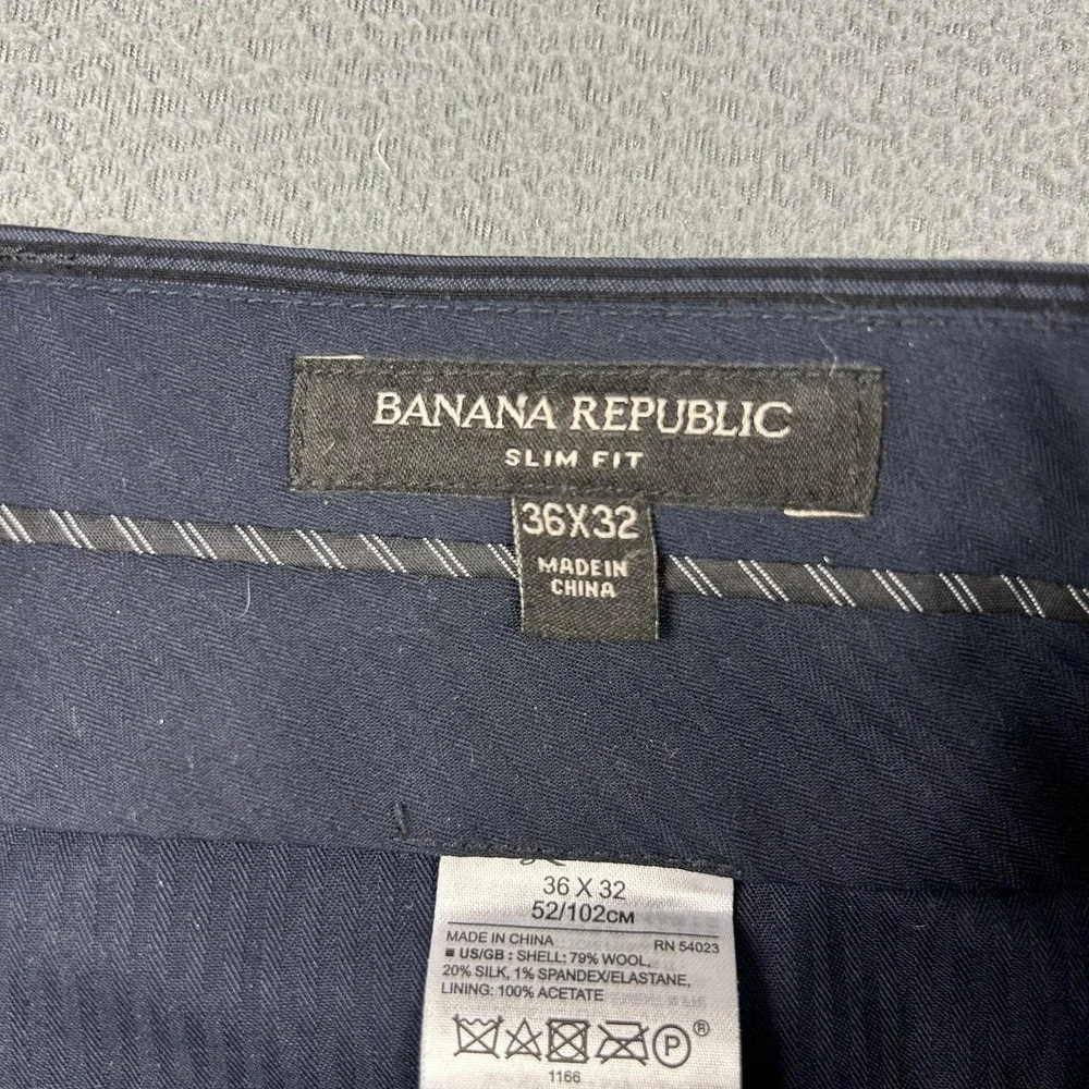 Banana‎ Republic Pants Mens 36x32 Charcoal Pinstripe Slim Fit Marzotto Wool Silk